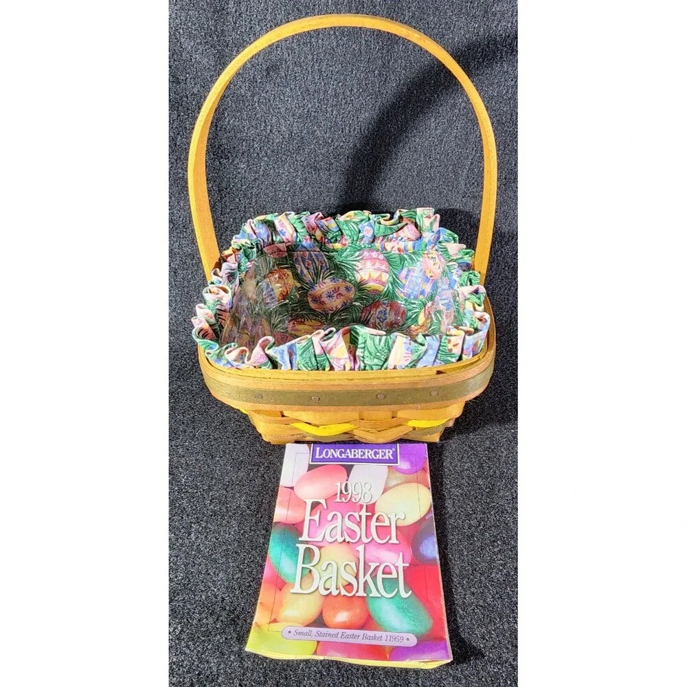 Vintage Longaberger 1998 Easter Basket Combo ~ Liner/Protector/Orig. Prod. Card